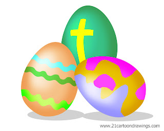 Three Easter eggs clip art and coloring page color photo