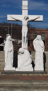 Jesus Christ and mother mary weeping white statues on mount calvary hil picture