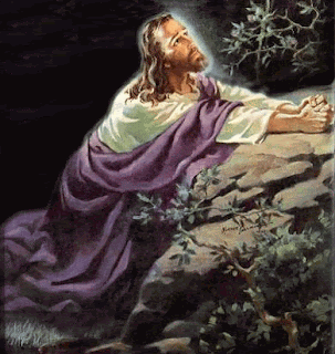 Jesus Christ praying on the rock drawing art color hd(hq) dektop Christian background wallpaper