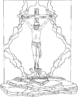 Jesus Christ nailed to Cross coloring page for kids to draw colors free Christian religious coloring pages download