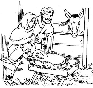 Jesus Christ as child born in Manger with Mother mary and his father coloring page Christian religious hq(hd) wallpaper size coloring page