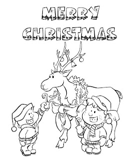 smiling kids on Merry Christmas wallpaper sized printable coloring page for children free download