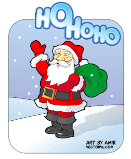 Santa Claus coming with gifts on ice clipart picture free download