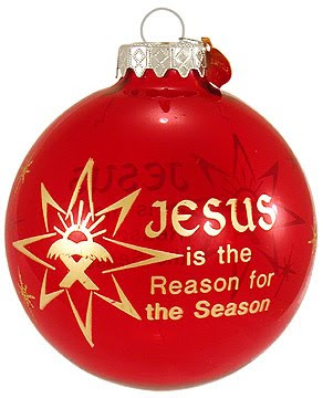 Red Christmas ball(bauble) designed and decorated with Jesus's Stable and Jesus is the reason for the season letters download Christian Christmas pictures and drawings for free