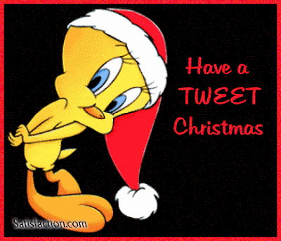 Have a tweet Christmas red border and black background image with Santa tweety Christmas wishes background photo download for free Christian Christmas clip art photos and religious images