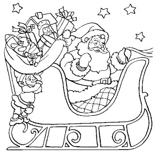 Santa Claus on his reindeer with Christmas gifts and toys for kids and children coloring page hd(hq) wallpaper sized Christian Christmas sketches and religious coloring sheets download free
