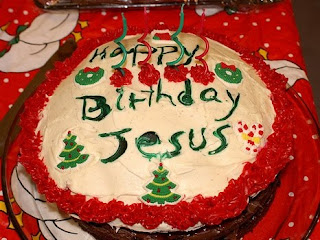 red color decorated Birthday wishes for Jesus with Christmas Cake having green Christmas tree Merry Christmas background Christian Christmas photos and clip art pictures free download
