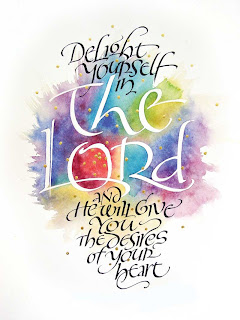 Colorful designs and letters of Psalm 37 verse(Delight Yourself in the lord(Jesus Christ) and he will give you image free download coloring pages about God