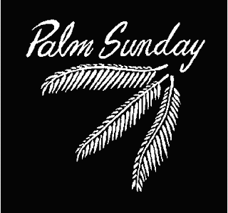 Palm Sunday letters in the black background with palms coloring page free Christian background pictures and images download