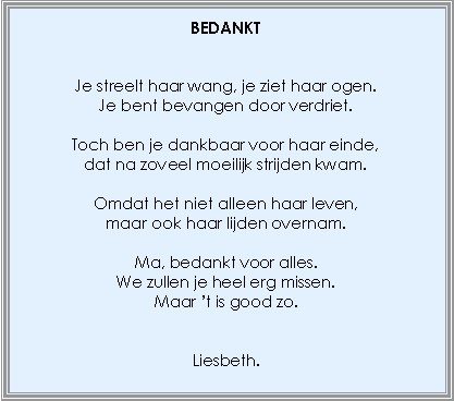 Annie Meen-Hesselink: Tekst bidprentje