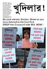 Khoodeelaar! demonstration against Crossrail hole-plotter Livingstone