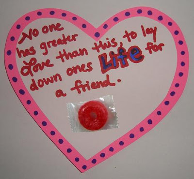John 15:13 on heart with Lifesavers candy