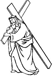 Printable coloring page of Jesus carrying his cross