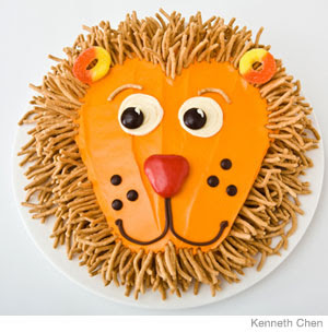 Cake made into a lion face