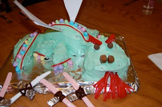 Green Dragon Cake With Easter Candies