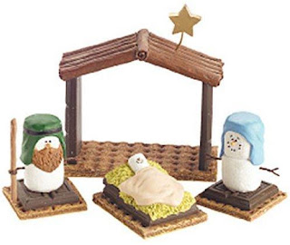 Nativity S'more Scene Nativity scene made with s'more materials.