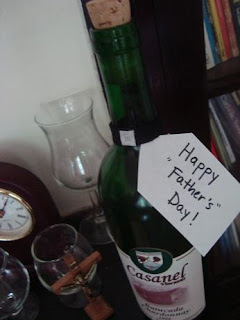 Wine bottle with happy Father's Day tag