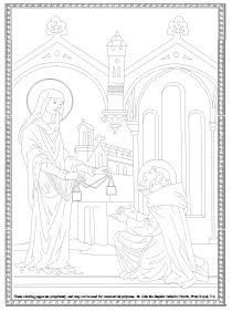 Coloring Page of St. Simon receiving the Scapular