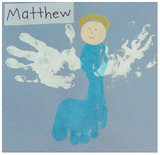Hand-print painting of an angel for Matther