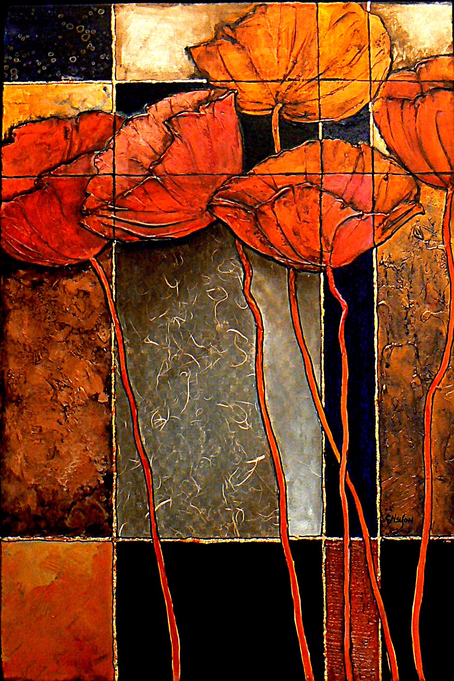 CAROL NELSON FINE ART BLOG "PATCHWORK" daily painter textured poppy