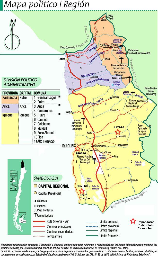 Mapa Politico Tarapaca Chile