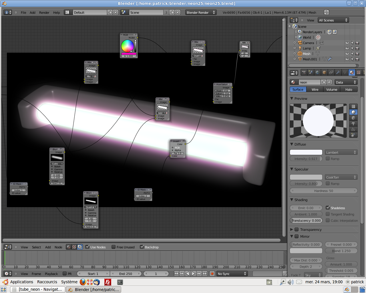 TexturesMaterials Tube neon Composite Nodes Blender 2.5