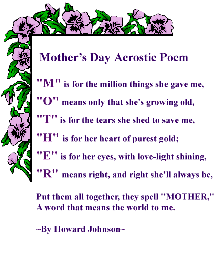 happy mothers day poems. happy mothers day poems kids.