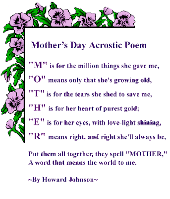 mothers day poems. Mothers Day Poems