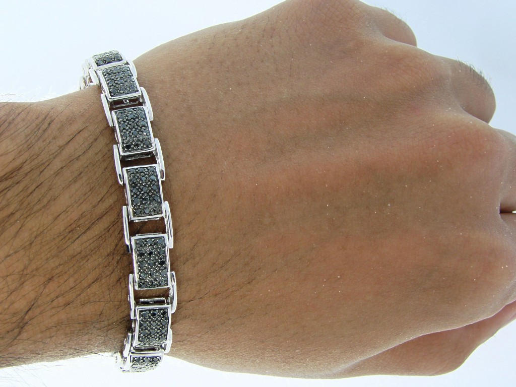new_york_jewels MENS FULL BLACK 12 MM DIAMOND BRACELET BANGLE 2.65 CT