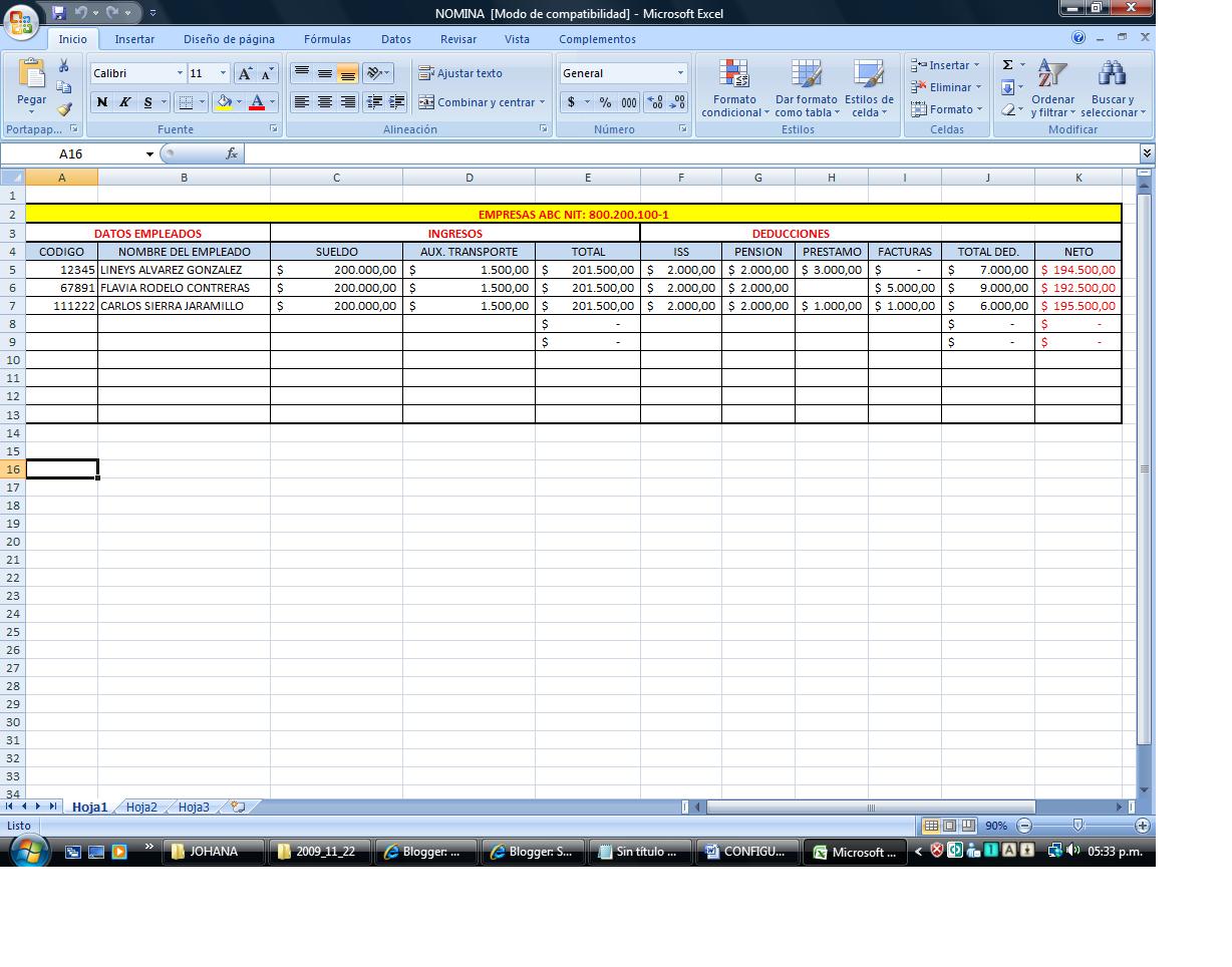 proyecto final herramientas informaticas nomina en excel