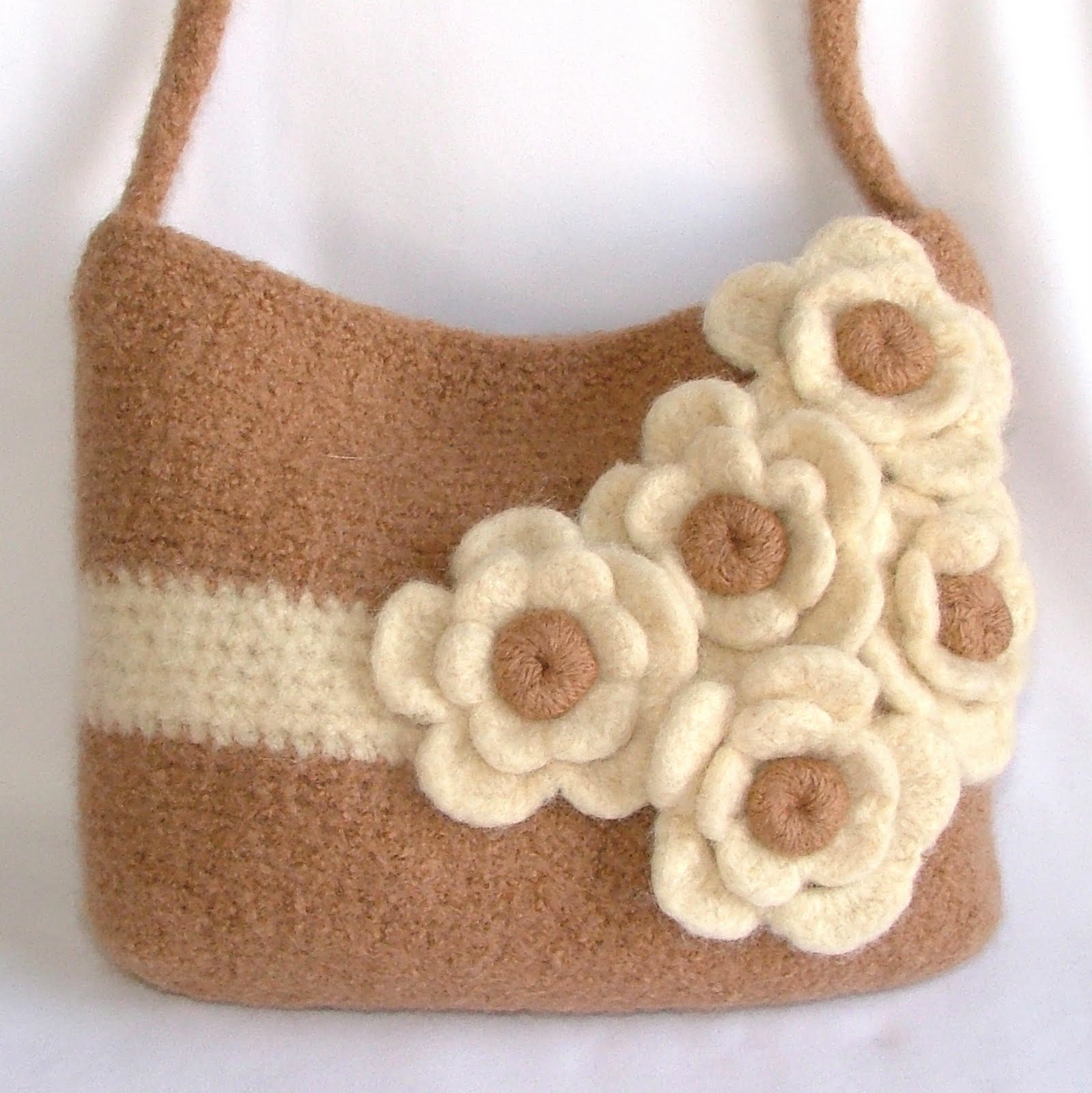 Felted wool crocheted purses Yen4Yarn