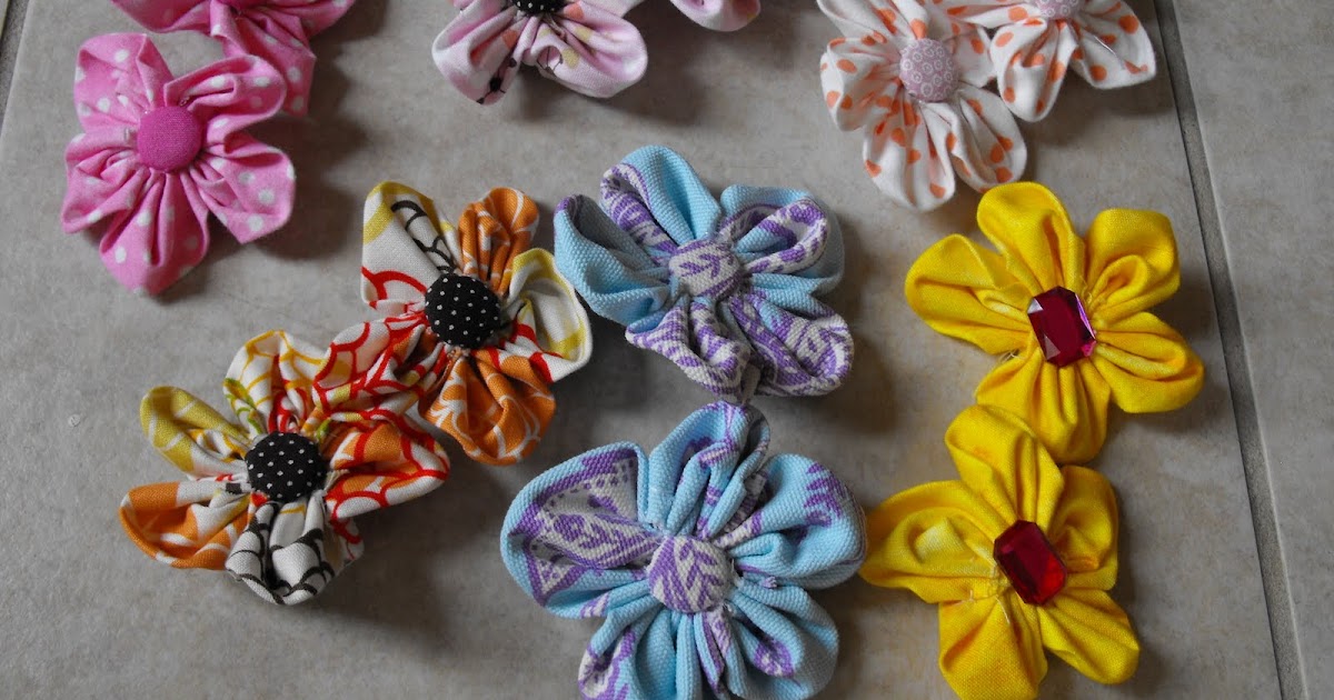 a little of this, a little of that Fabric Flower Hair Clips