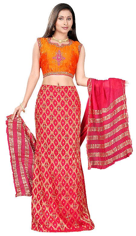 Red and Orange Indian Lehenga Choli Indian Bridal Dress 2010 Red and Orange Indian Lehenga Choli Indian Bridal Dress 2010