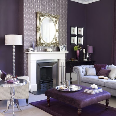 اثاث وديكورات باللون البنفسجي Ideal+home+purple+living+room