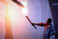 Lighting the Olympic cauldron