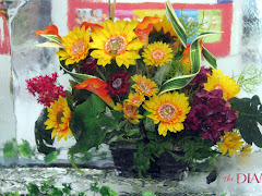 Flower arrangement in block of Ice
