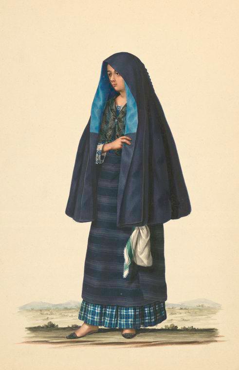 A damsel going to early mass female Filipino costume with veil