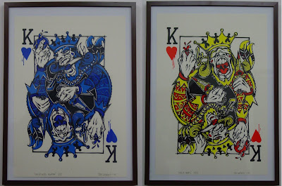King Hearts on King Of Hearts  Blue And Yellow  Also Available  Distressed Background