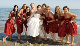 red beach bridesmaid dresses