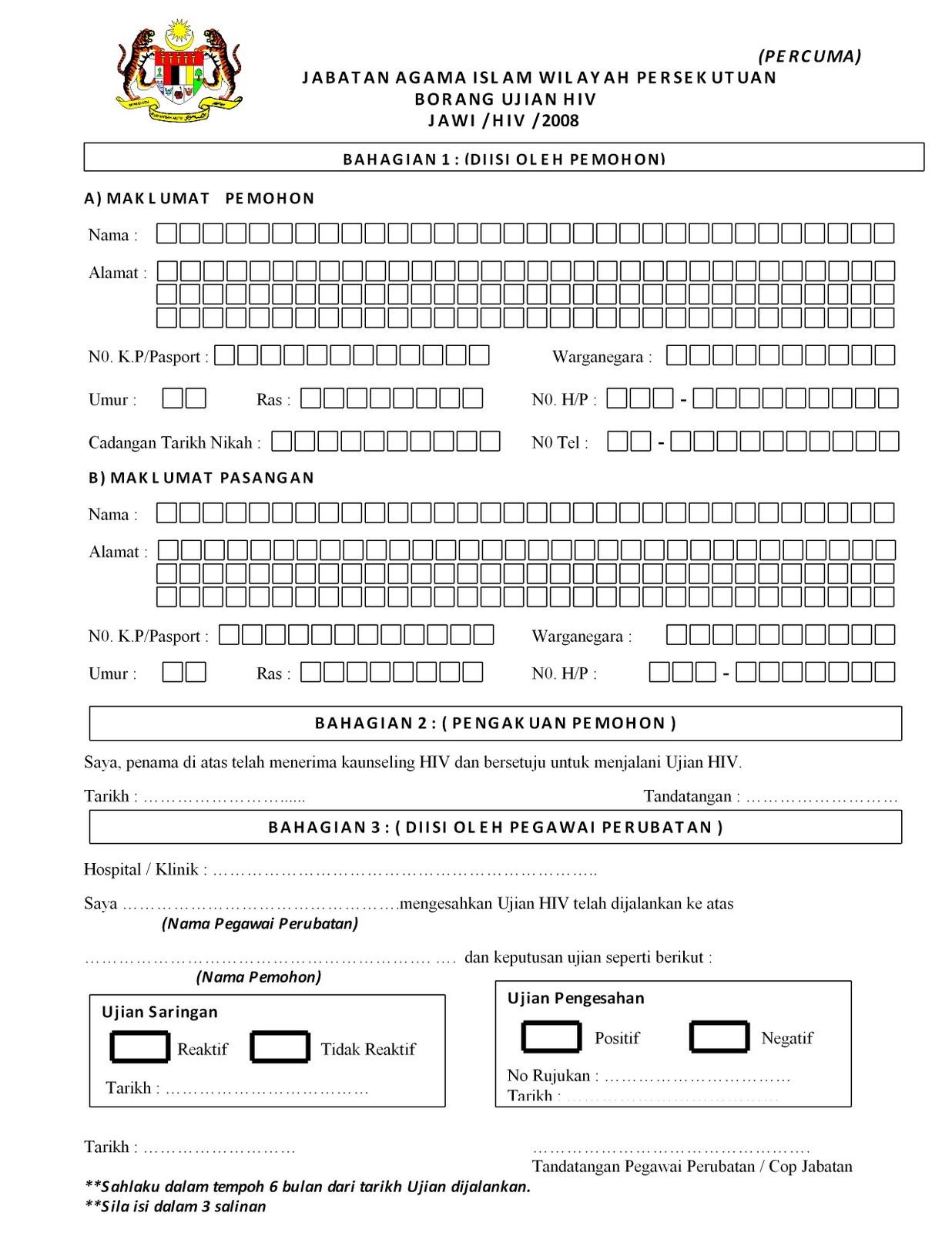 Checklist 6 Borang HIV KL r.a.i.k.a.n.c.i.n.t.a