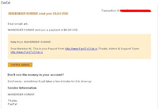 Payout Dari PaidToClick.in