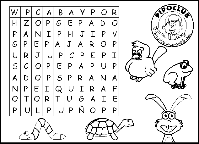 Sopas de letras para niños - Imagui