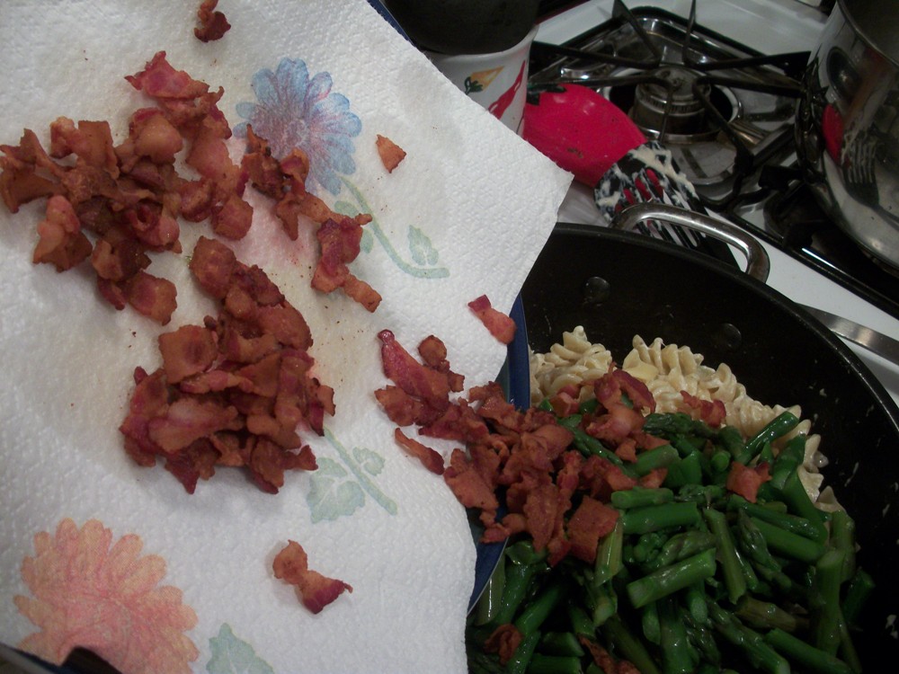 Cook with Sara Pasta with Asparagus and Bacon