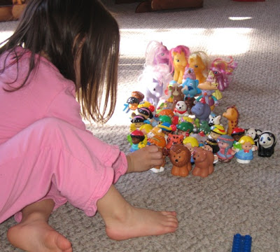 lining up toys