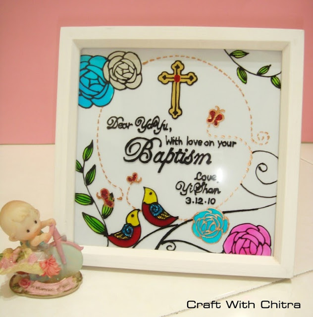 Craft with Chitra Personalised Glass painting Baptism Day