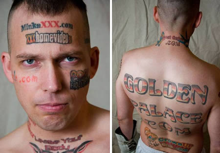 The man who became a human billboard with corporate tattoos