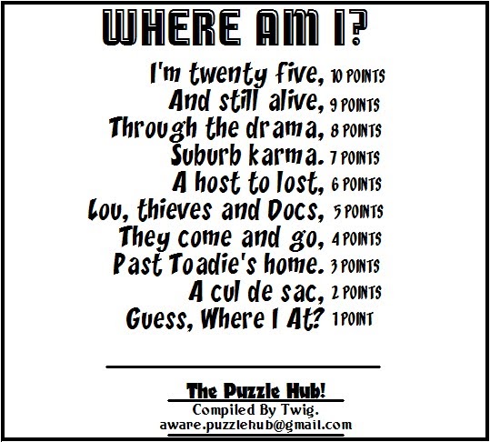 The Puzzle Hub: Riddle 'N Rhyme; Where Am I?