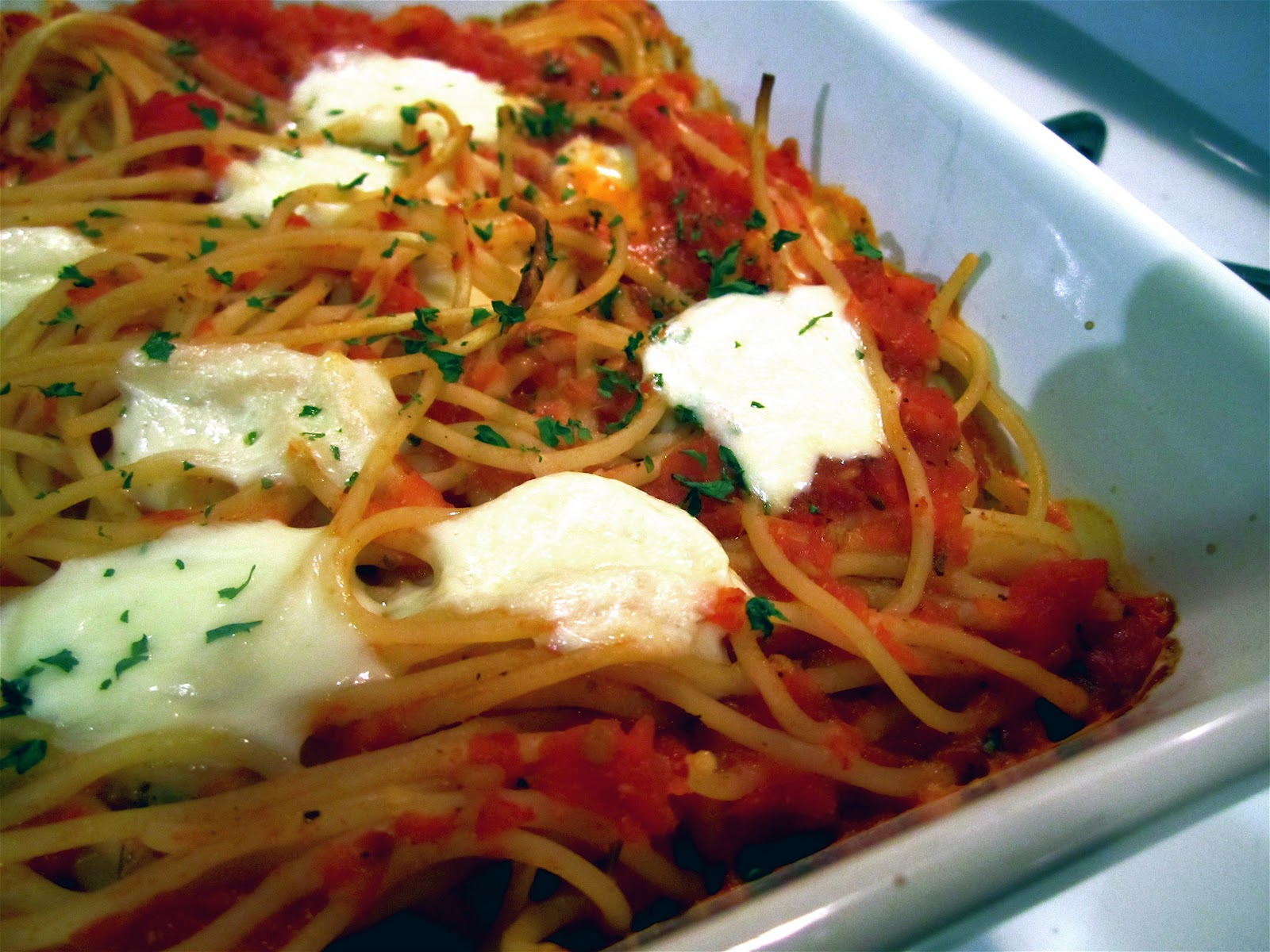 Stephanie Cooks Baked Spaghetti and Mozzarella