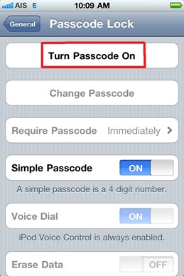 iPhone 4 : Passcode Lock