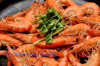 with the boiled shrimps.